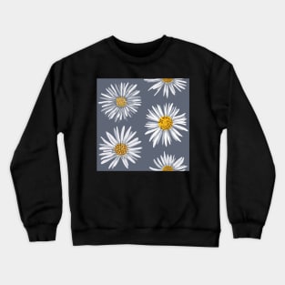 White asters on slate gray, dense Crewneck Sweatshirt